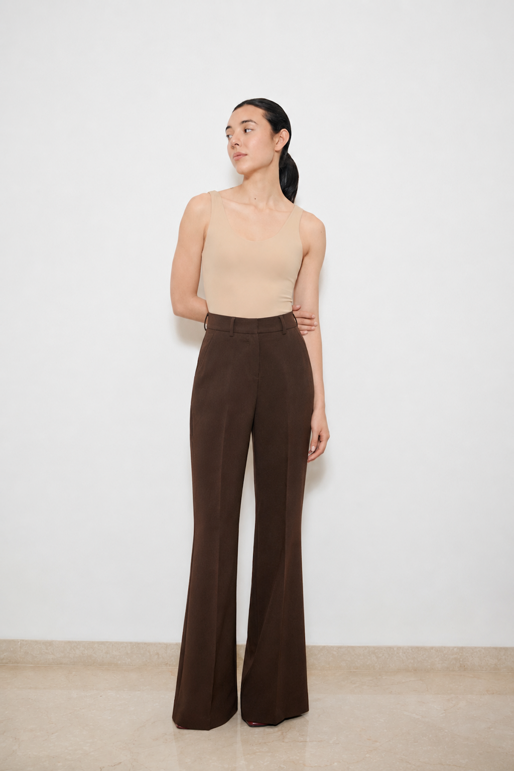 Pantalón Palazzo Denim Marrón