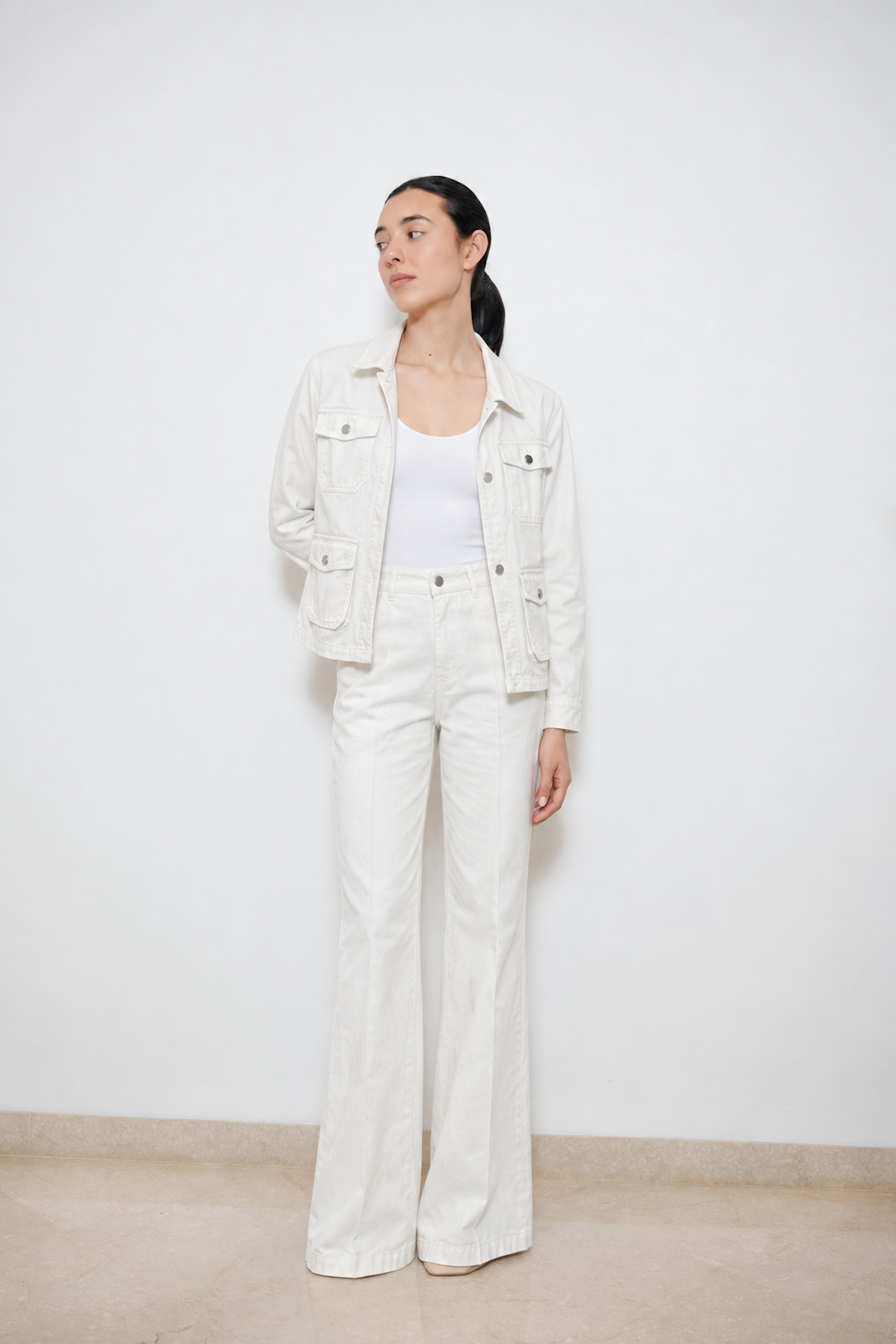 Pantalón Palazzo Denim Blanco