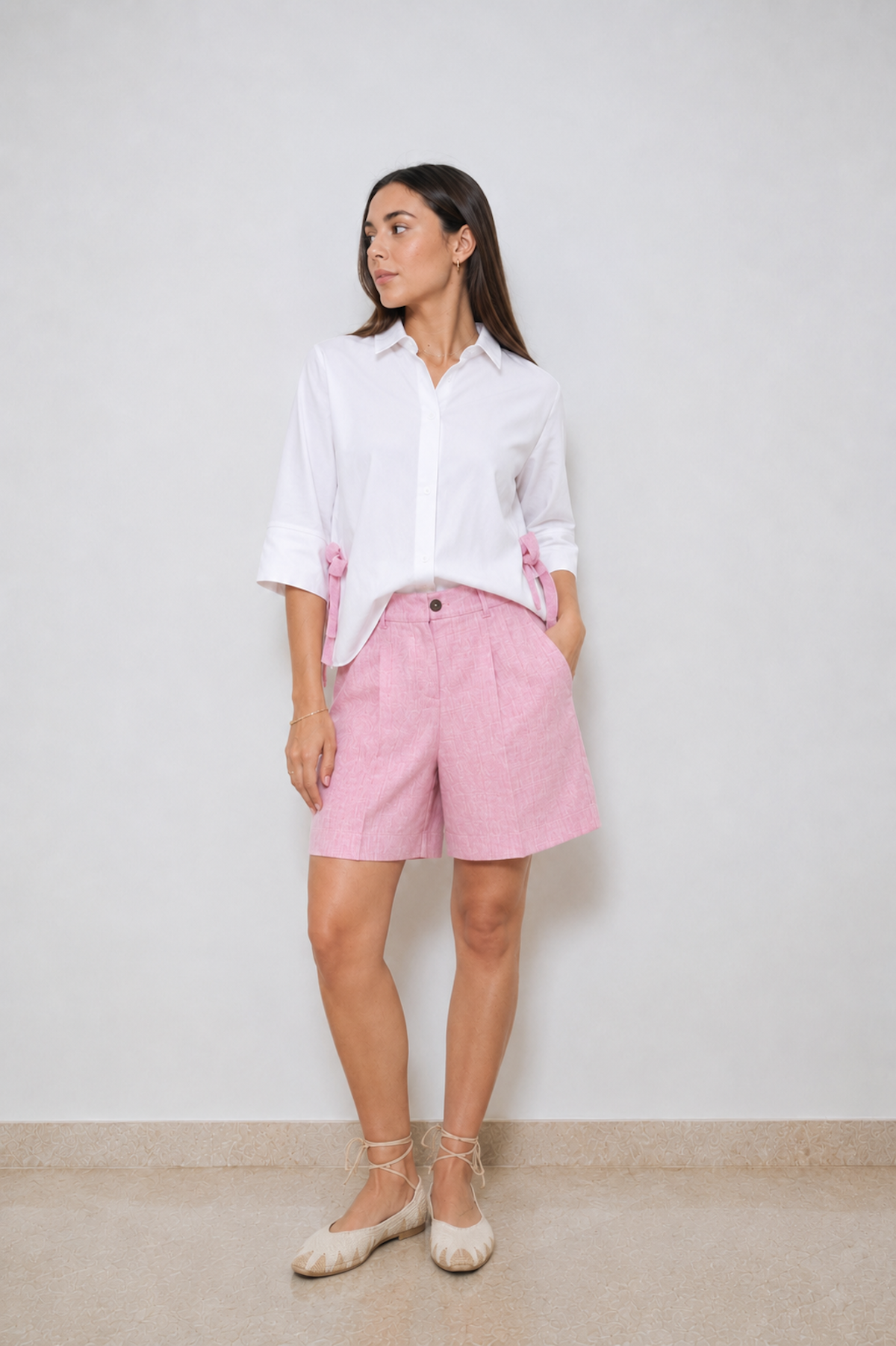 Camisa Nathalie con Lazo Rosada