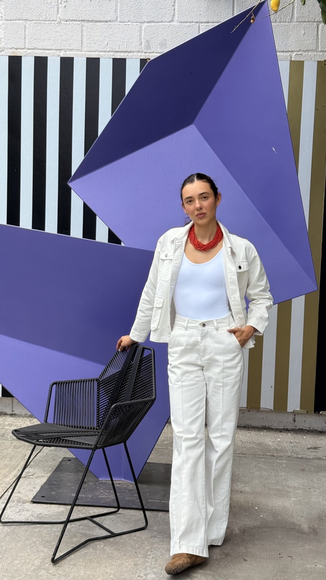 Pantalón Palazzo Denim Blanco