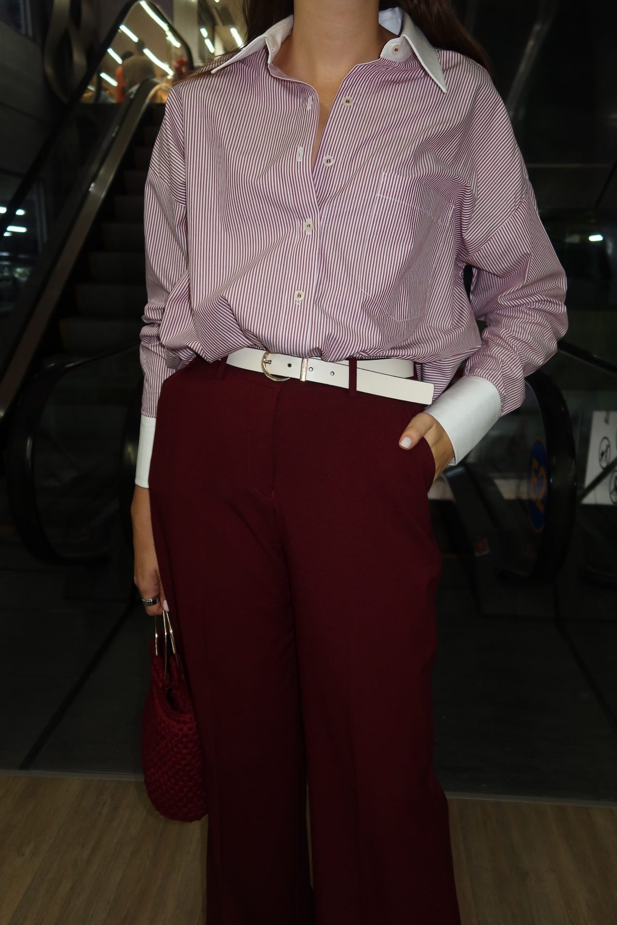 Camisa Bicolor Rayas Vinotinto
