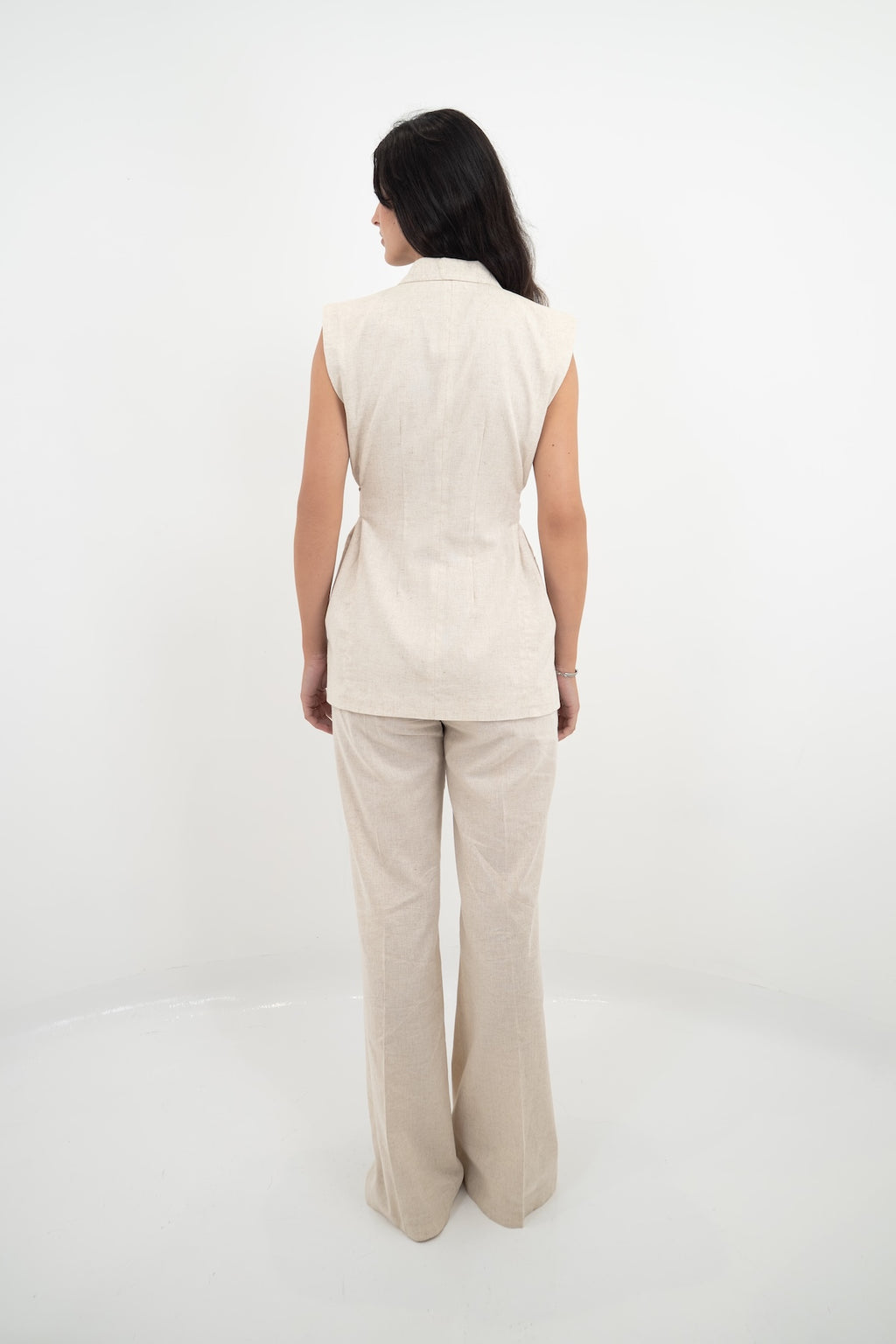 Pantalón Palazzo en Lino Beige