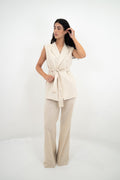 Pantalón Palazzo en Lino Beige