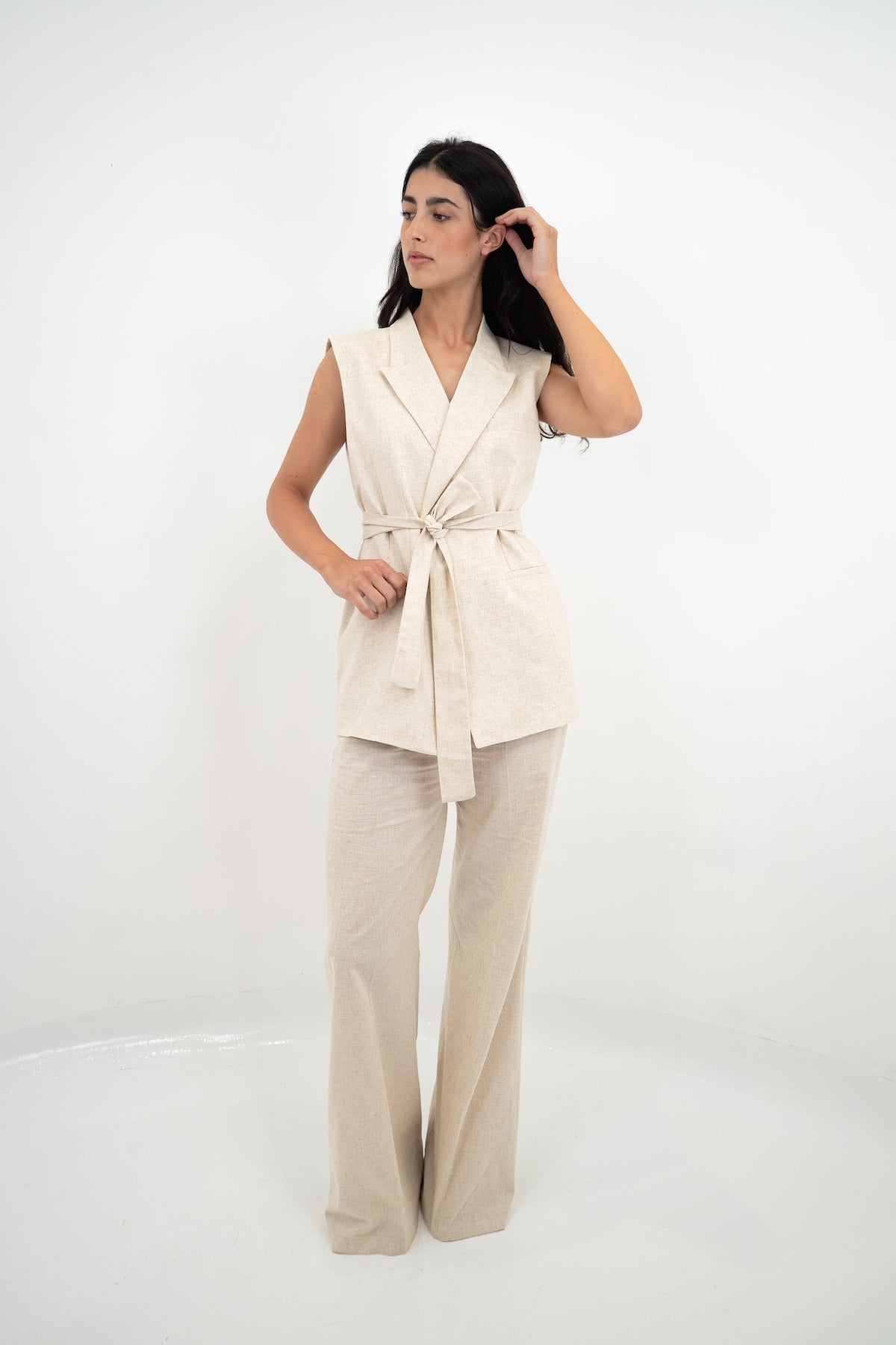 Chaleco Époque de Lino Beige