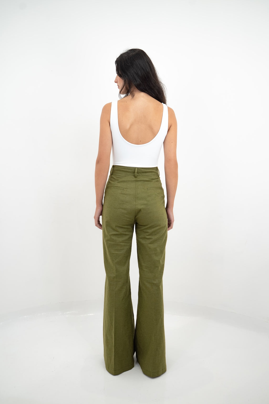 Pantalón Palazzo en Lino Verde