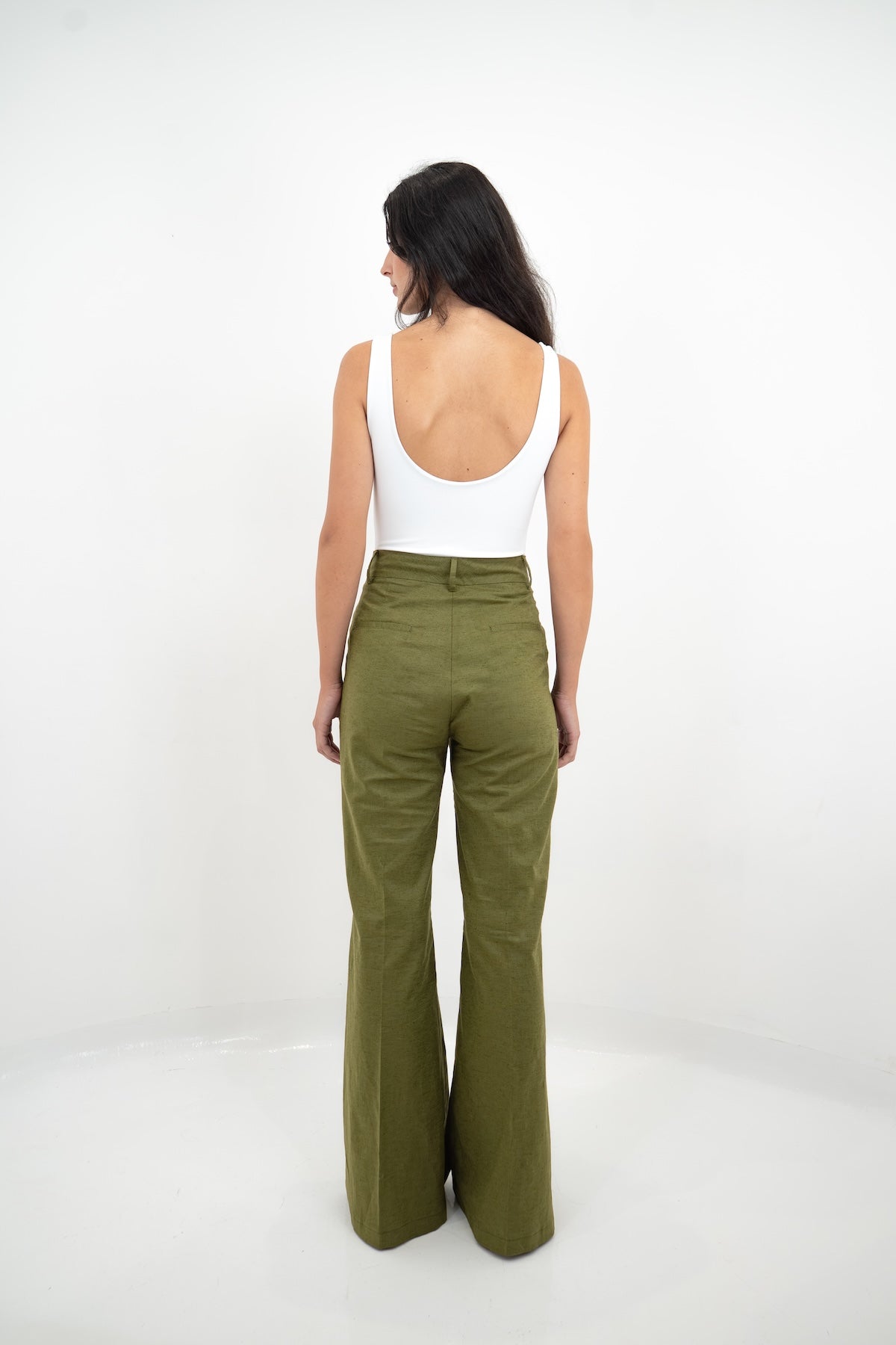 Pantalón Palazzo en Lino Verde