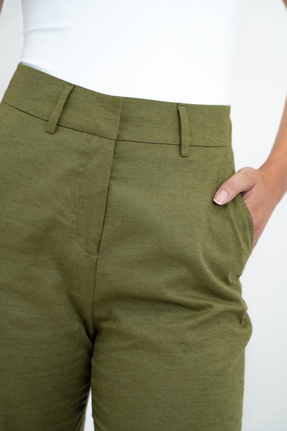 Pantalón Palazzo en Lino Verde