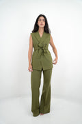 Pantalón Palazzo en Lino Verde
