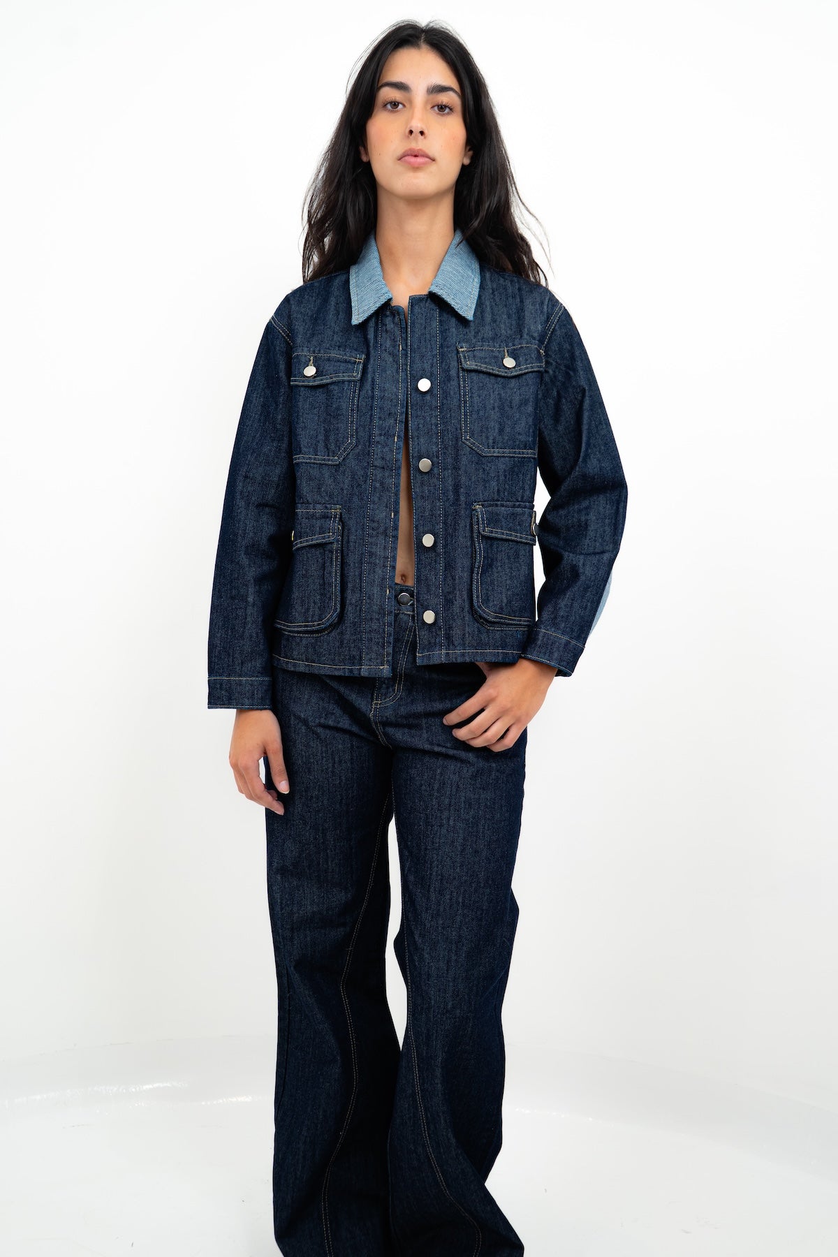 Chaqueta Bicolor de Blue Jean Oscuro