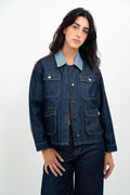 Chaqueta Bicolor de Blue Jean Oscuro