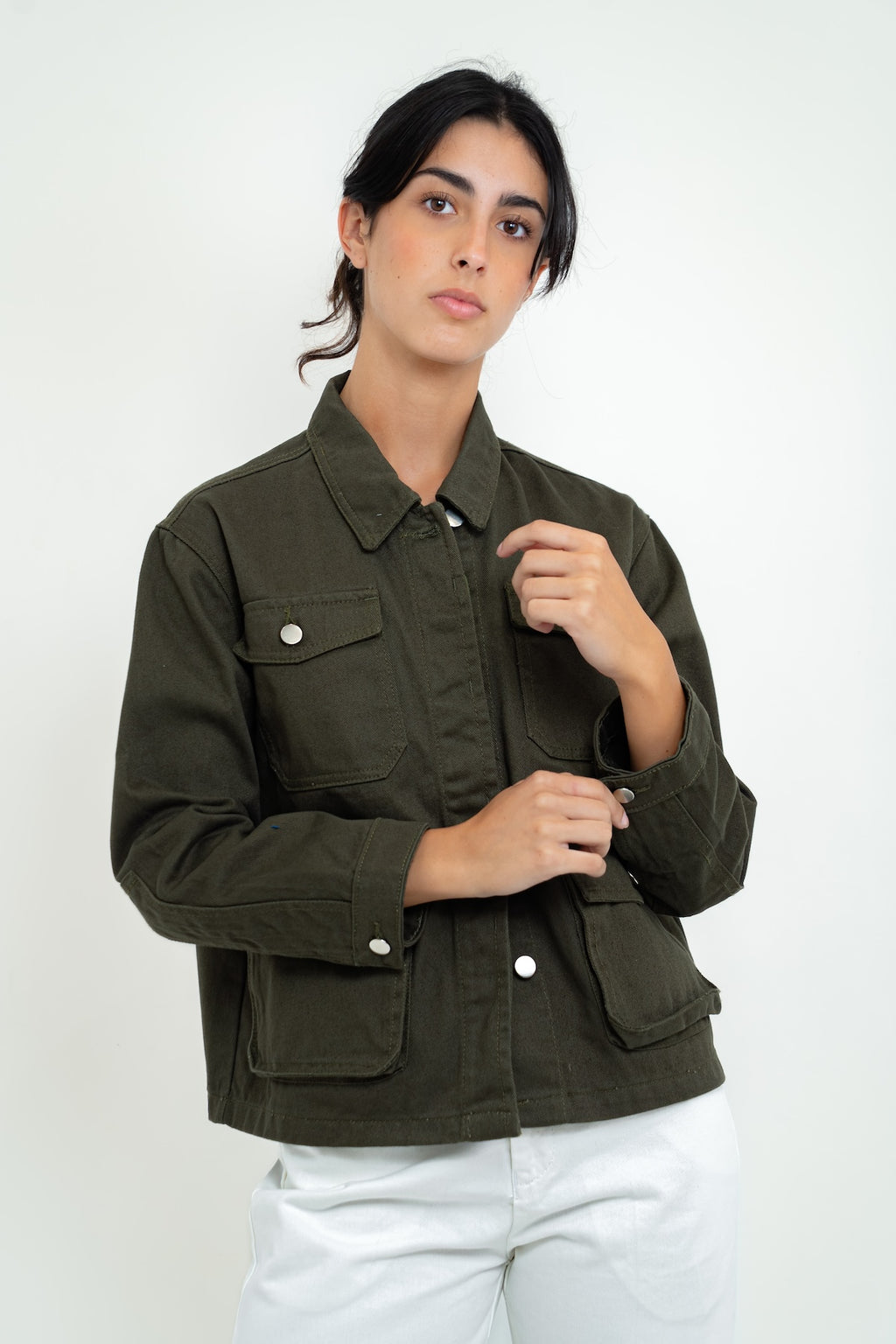 Chaqueta Denim Verde Oliva