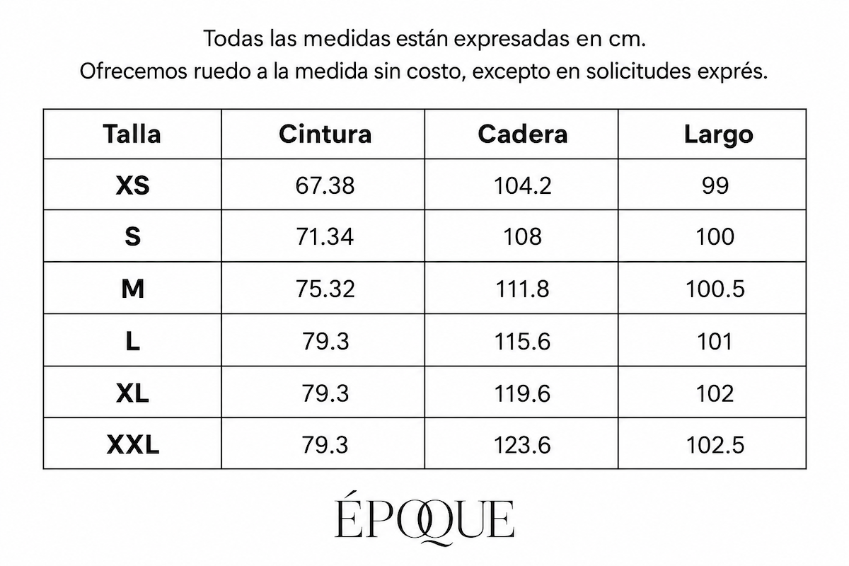 Guía de tallas de Pantalón Emily Rojo