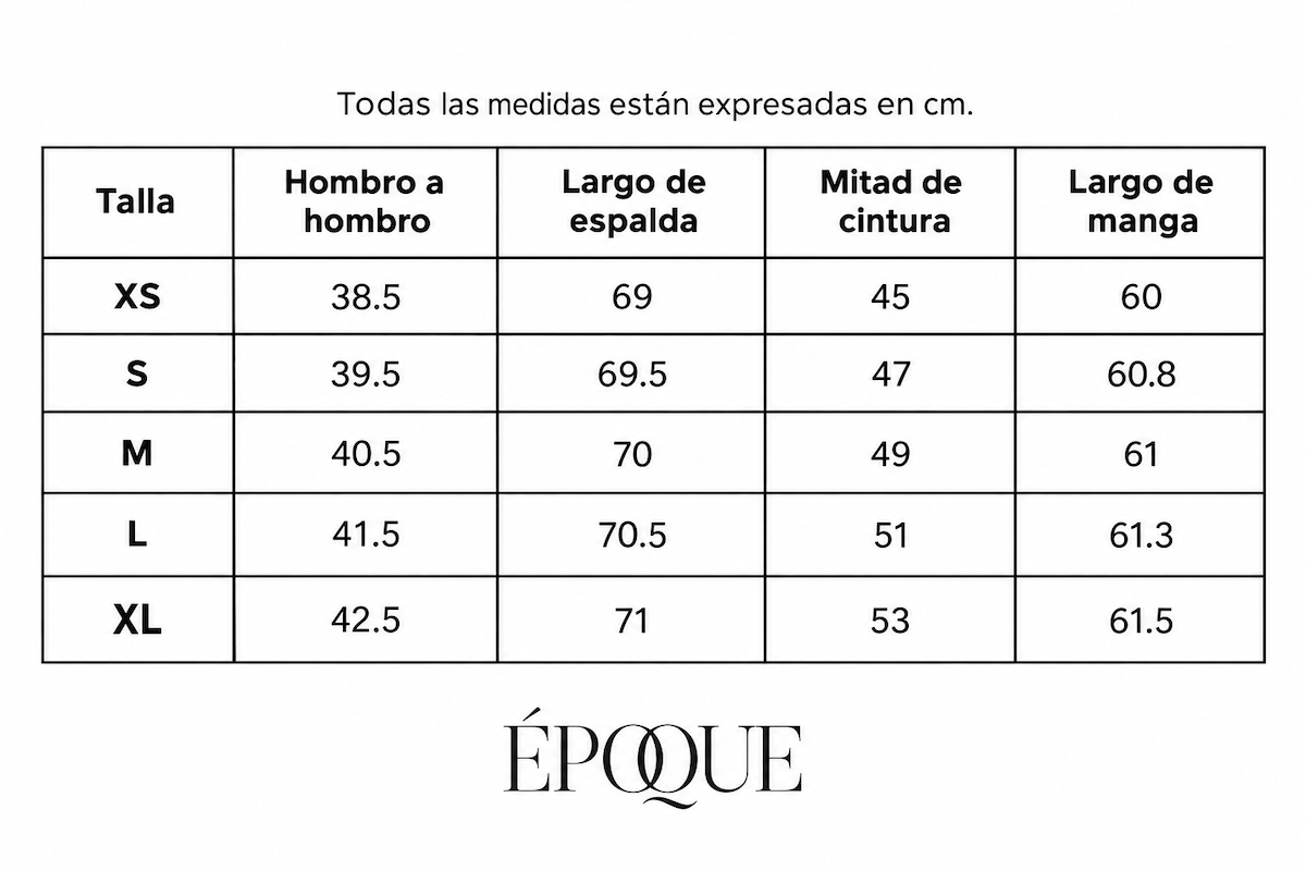 Guía de tallas de Blazer Sofía Verde