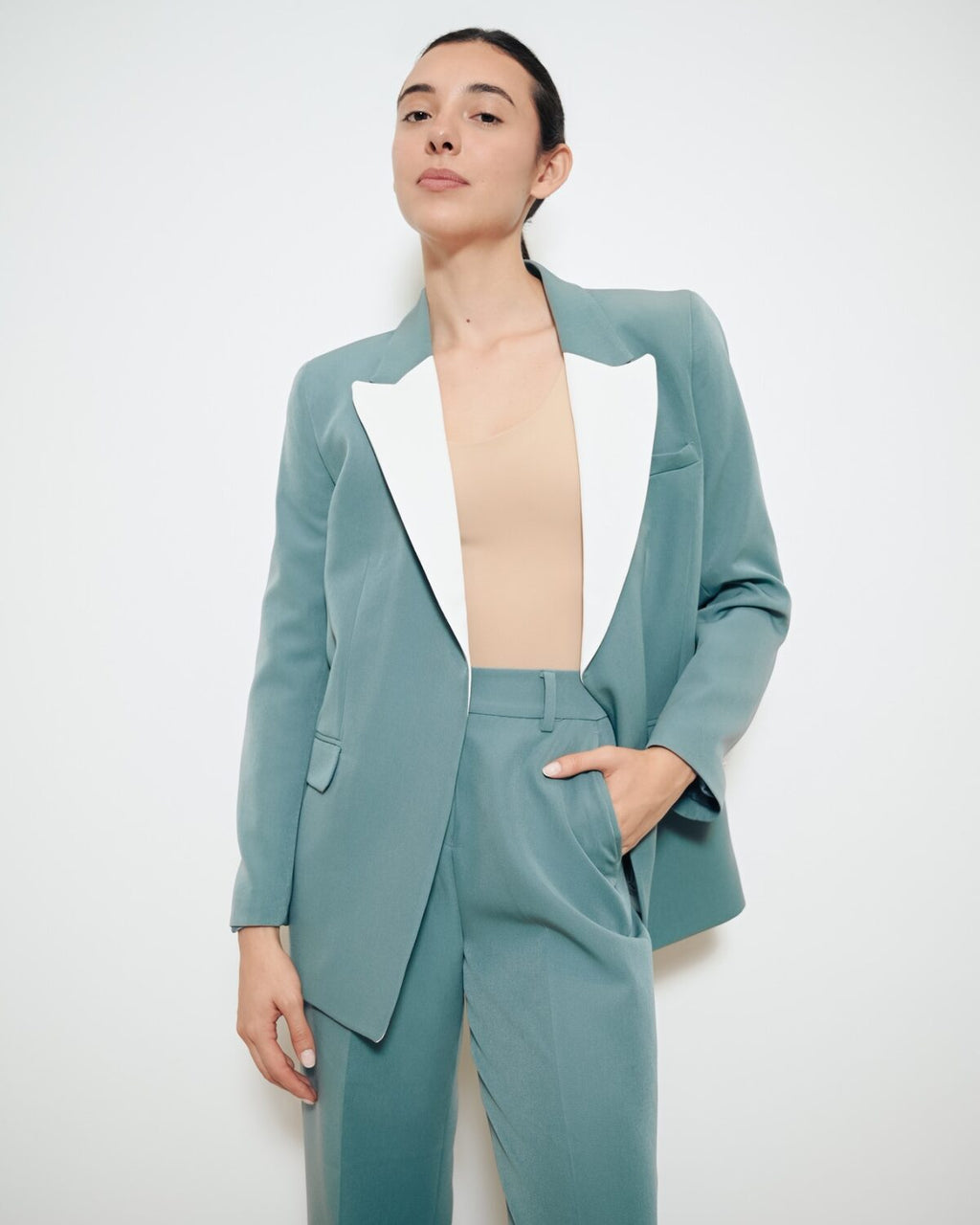 Blazer Blanca Teal