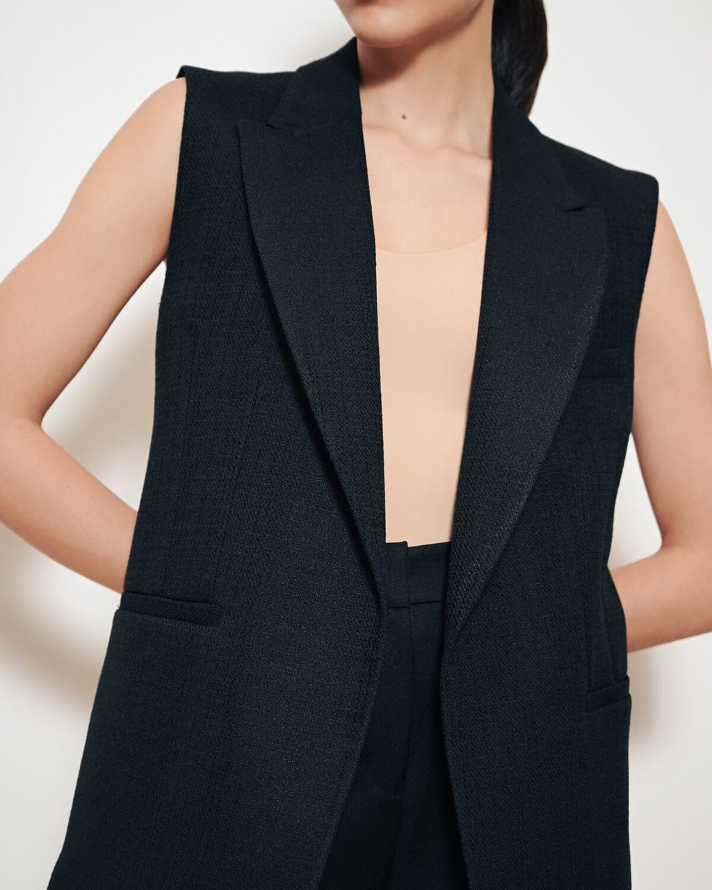 Chaleco Époque en Tweed Negro