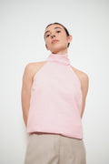 Camisa de Lino con Lazo Rosada Clara