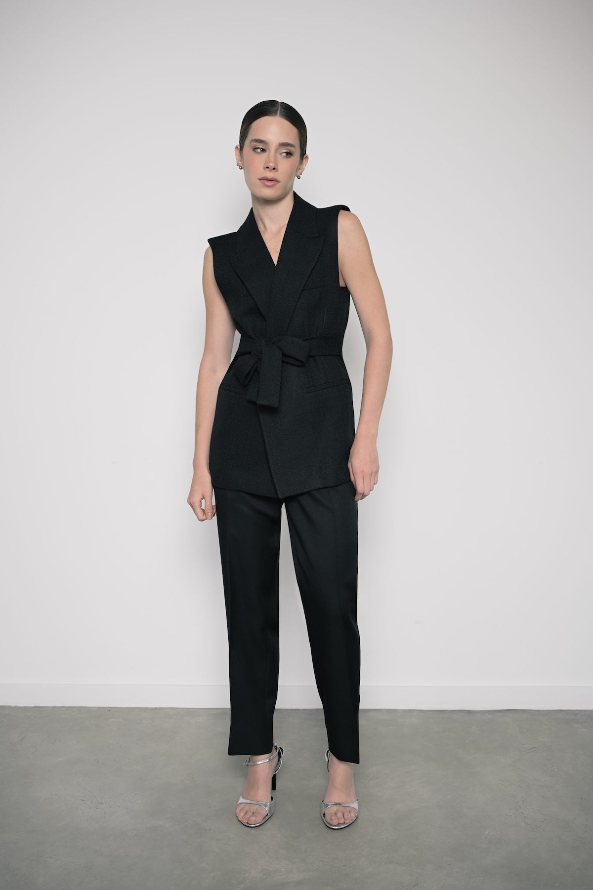 Chaleco Époque en Tweed Negro
