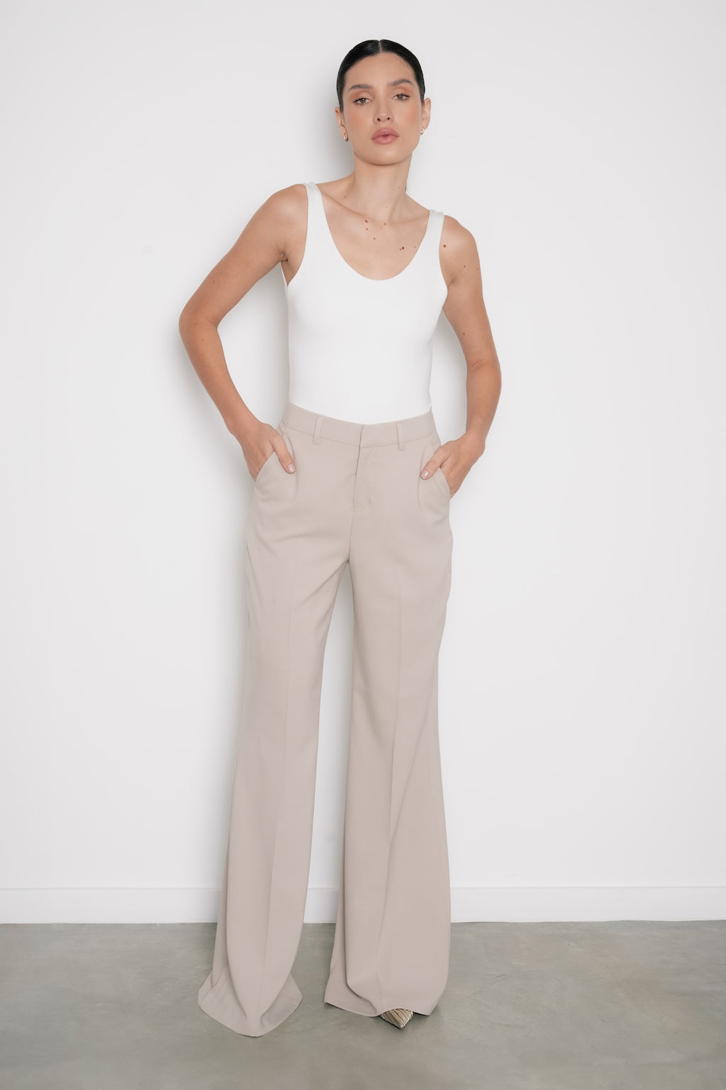 Pantalón Palazzo Beige Crema