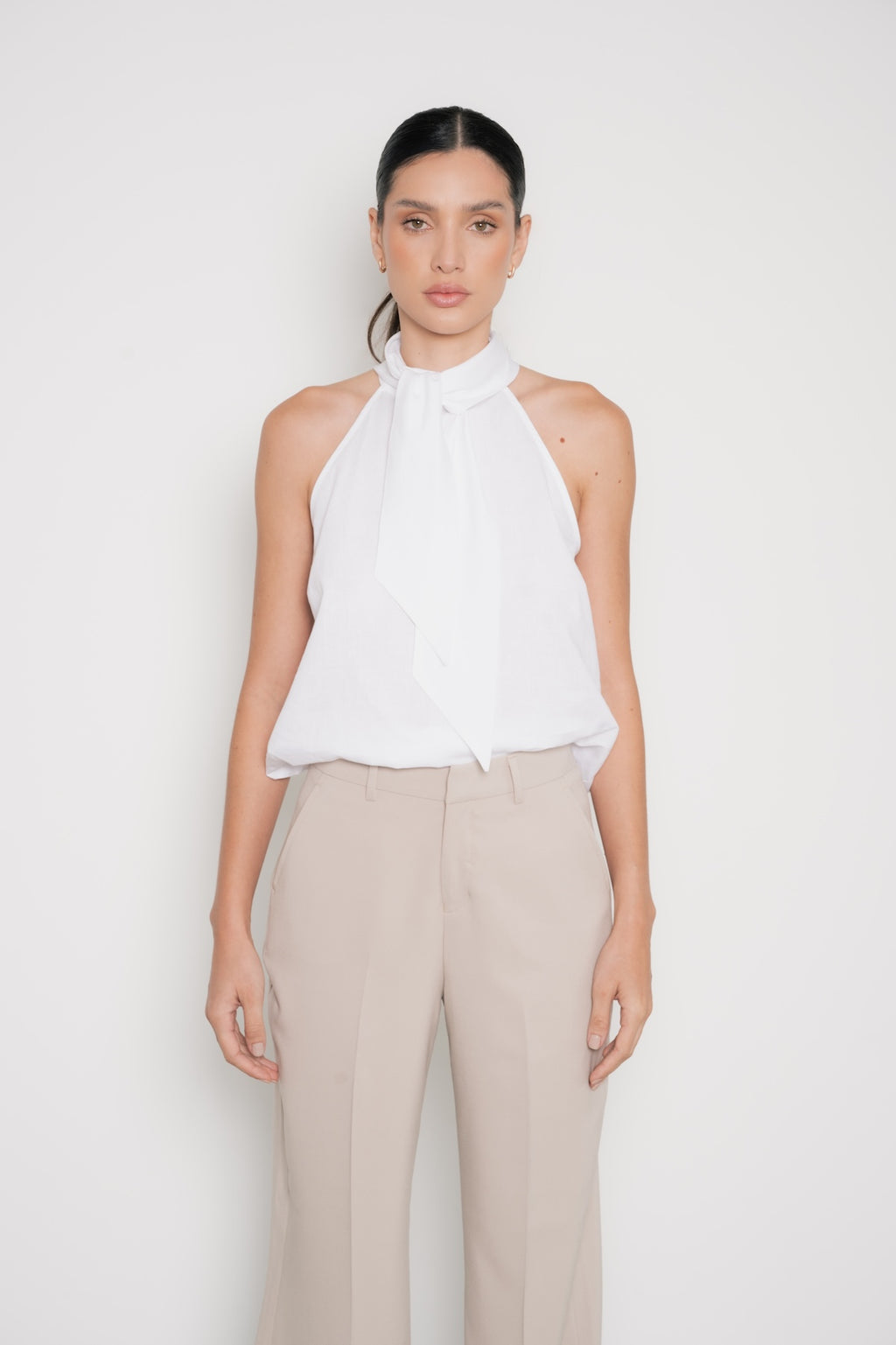 Camisa de Lino con Lazo Blanca